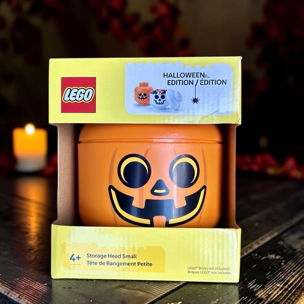 LEGO Storage Head Small Halloween Edition Pumpkin Orange Jack-O-Lantern